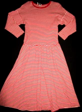 Vtg 80s Linea Moda Red White Striped Xmas Sweater Dress Size 6; Where's Waldo?