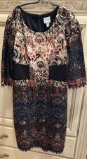 Dress, Size 10,Scoop Neck,3/4 Slvs,Waist Detail,Zipper Rabbit Rabbit Rabbit