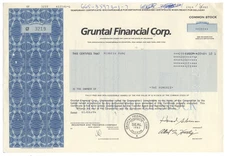 Gruntal Financial Corporation Stock Certificates - LOT OF 8 PIECES