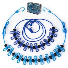 2 Pack Camping Portable Clothesline for Travel 12 Clips Blue Retractable Kit