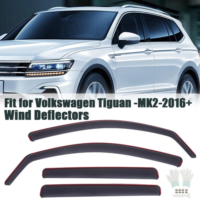 4-Tlg Set Windabweiser Regenabweiser Schwarz Für VW Tiguan 2 2016 2017 2018-2024 - Bild 4 von 4