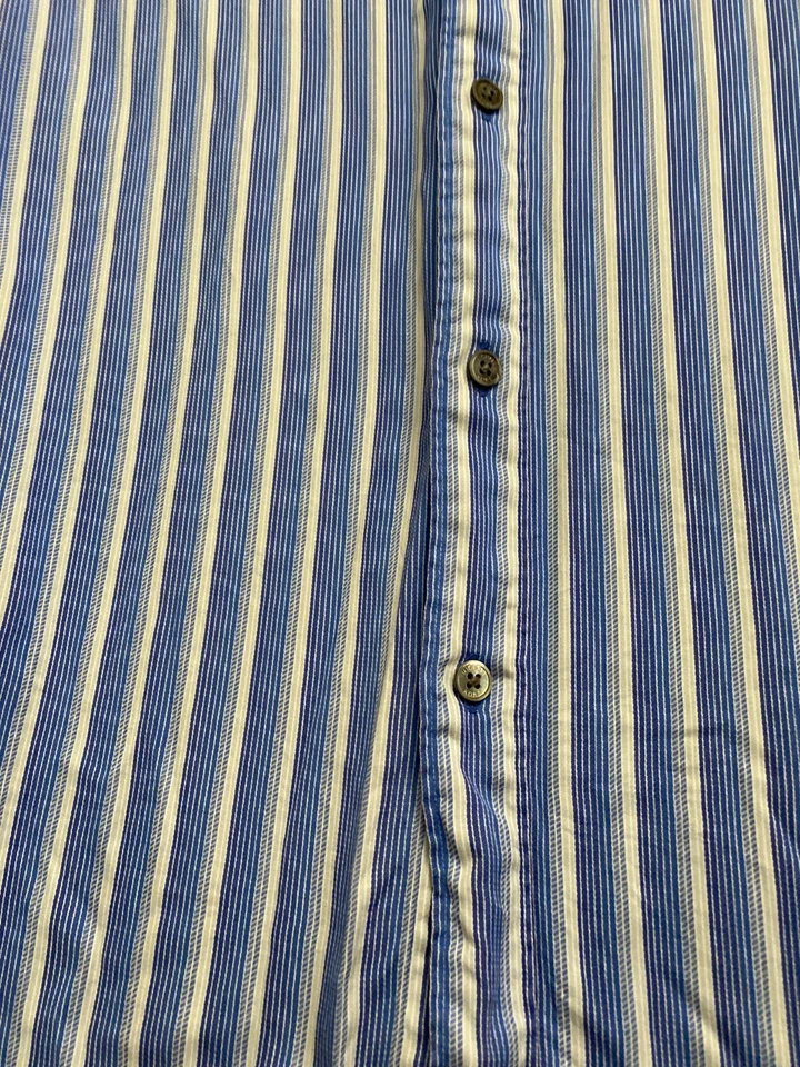 Camisa Michael Kors Calce Clásico Hombre Rayas Manga Larga Abotonada Azul Talla L Foto 2 de 4