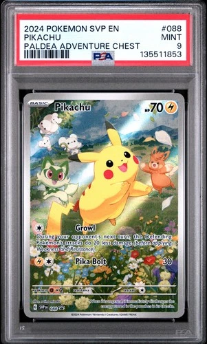 2024 POKEMON SVP EN-SV BLACK STAR PROMO PALDEA ADVENTURE CHEST PIKACHU PSA 9