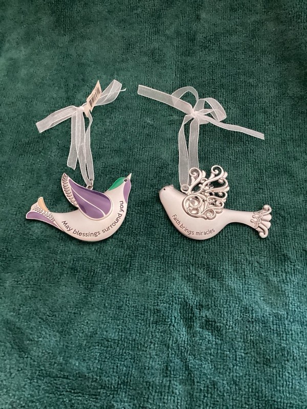 Ganz, Metal Christmas Dove Ornaments - Set of 2