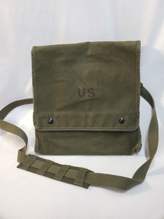 Vintage U.S. ARMY Map Dispatch Field Bag Case Genuine Strap Olive Green