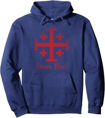 Knight Templar Cross Crusader Deus Vult Jerusalem Cross Pullover Hoodie image 7