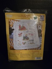 Bucilla On The Farm Crib Cover Stamped Cross Stitch Kit-34"X43" 45567