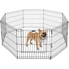 Puppy Playpen - Foldable Metal Exercise Enclosure with Eight 24" X 24", Black