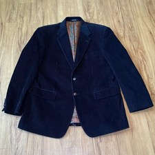 Lauren Ralph Lauren Black Corduroy Blazer Sport Coat Size 44R Paisley Lining