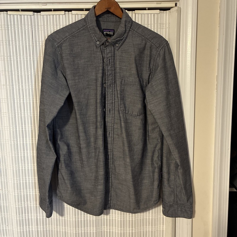 Patagonia Flannel Shirt Mens S Organic Cotton Denim Blue Pocket Lightweight