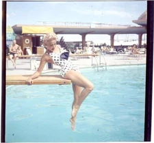 Jane Powell Barefoot Polka Dot Swimsuit Pin Up Original 2.25 x 2.25 Transparency