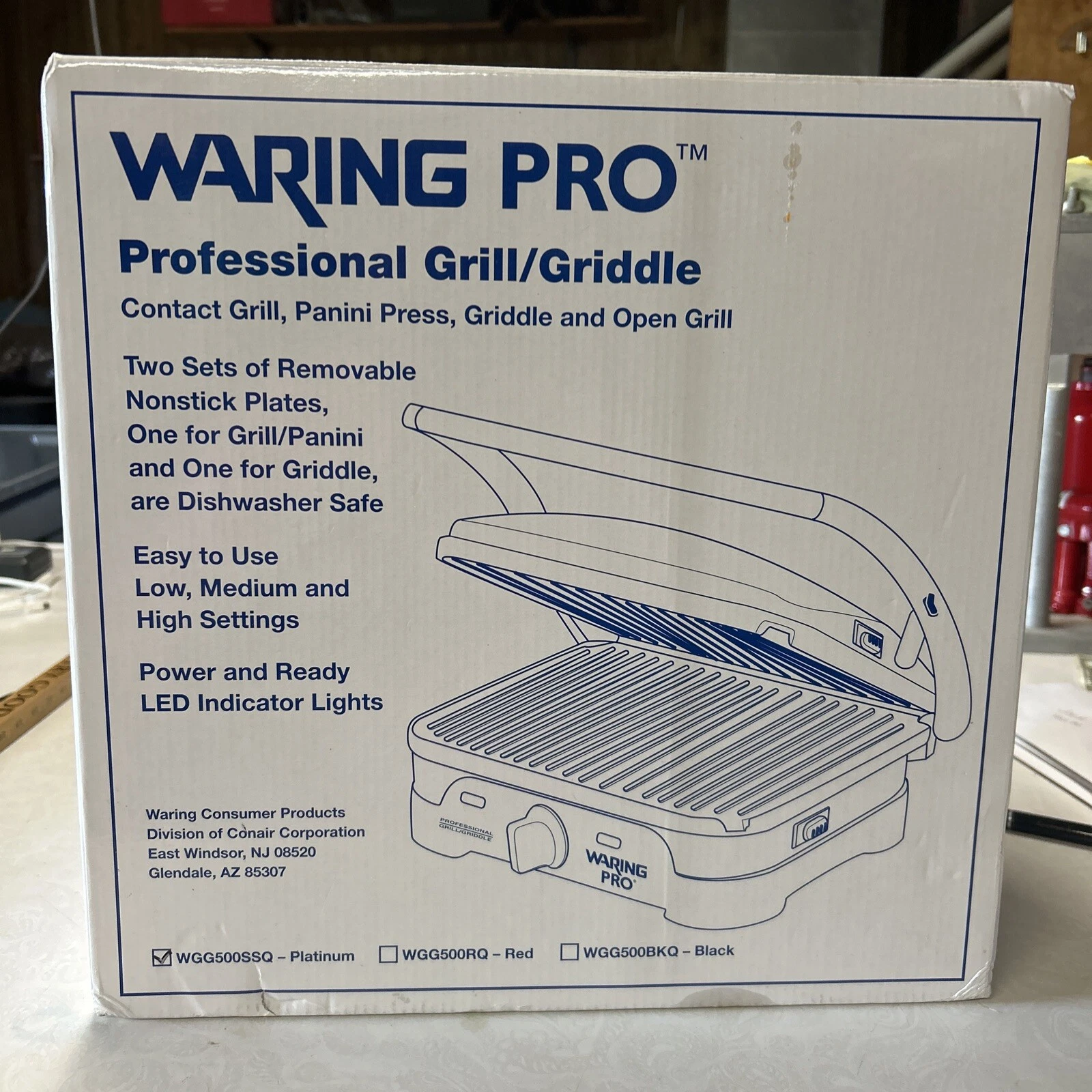 Waring Pro Professional Panini Grill Griddle Press Black WGG500SSQ Platinum
Opens in a new window or