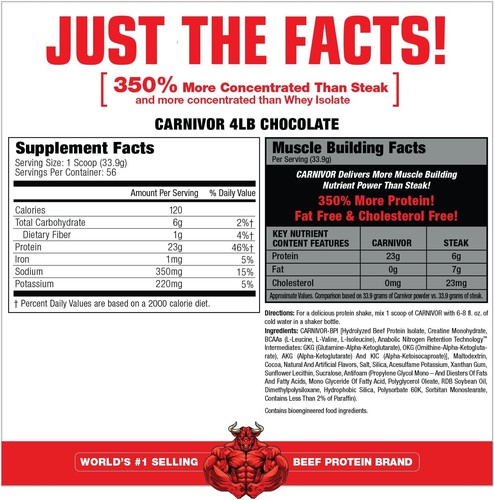 MuscleMeds CARNIVOR Beef Protein Isolate, 4 lbs (1.82 kg) 56 Serves, 8 Flavours - Picture 5 of 19