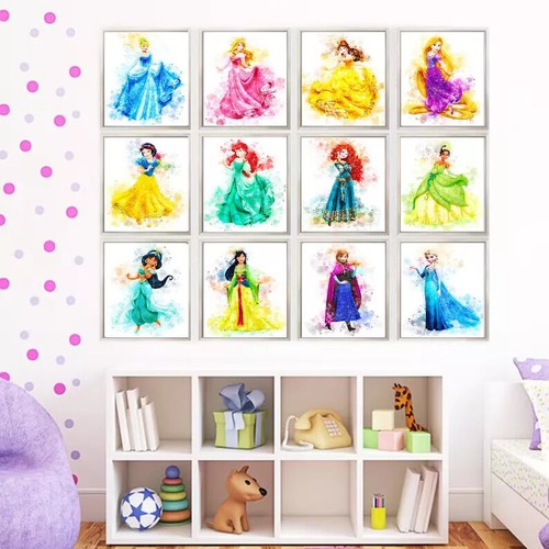 Poster Principesse Disney Ragazze Camera da Letto Wall Art Poster Bambini Stampa A4 A3 A2 - Foto 15 di 15