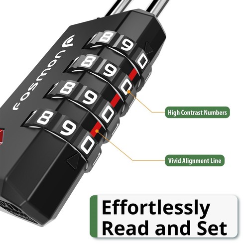 TSA Approve [4 Digit Combination] Travel Suitcase Luggage Bag Lock Padlock Reset - Picture 5 of 7