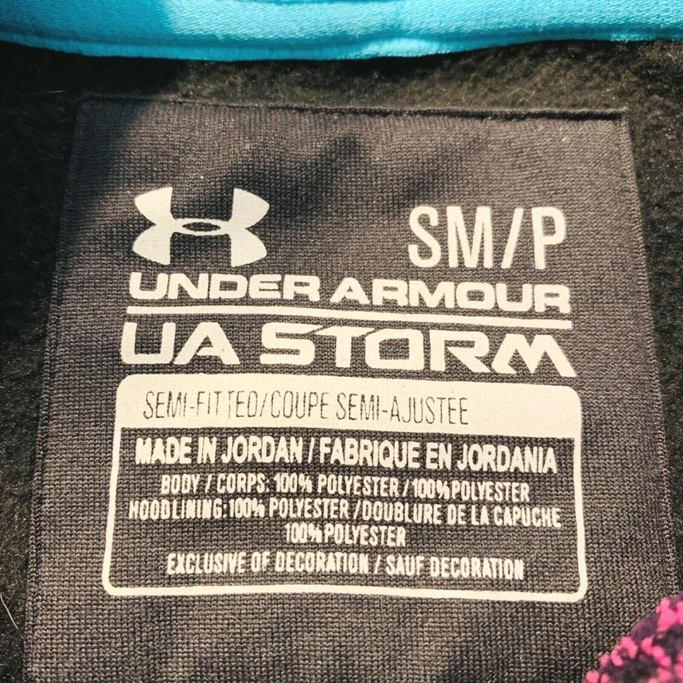 Under Armour Storm Hoodie Sweatshirt Fleece Lined Semi-Fitted Black Purple S EUC - Image 4 of 4