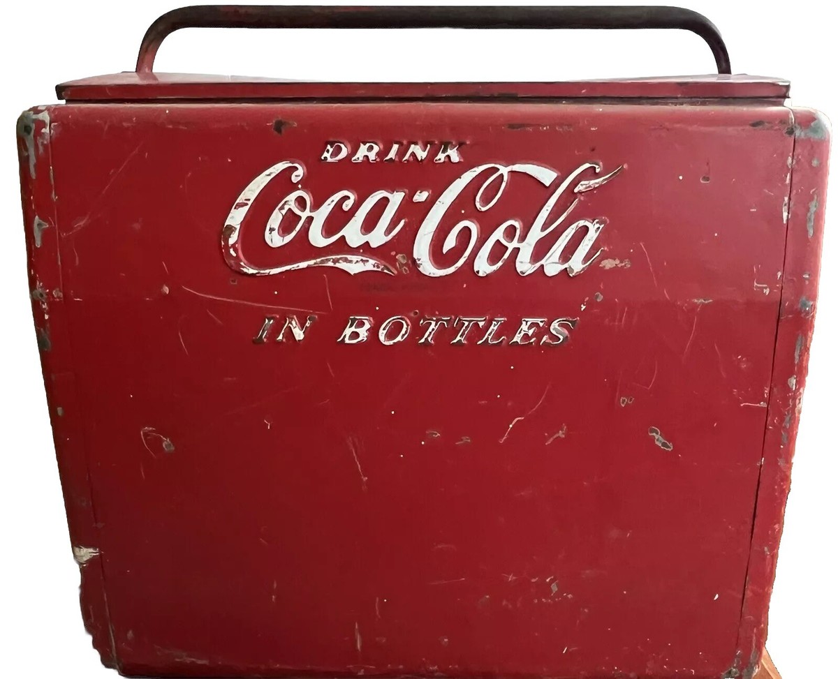 Vintage Drink Coca Cola Metal Cooler Icebox Action Mfg