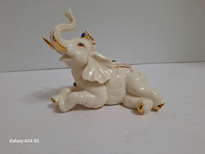 Lucky the Jeweled Porcelain Elephant Whispering Ridge 1998 Laying Down