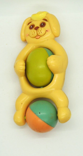 Vintage Tommee Tippee Baby Spielzeug Hund Spinner Rassel Made in Hong Kong - Bild 1 von 12