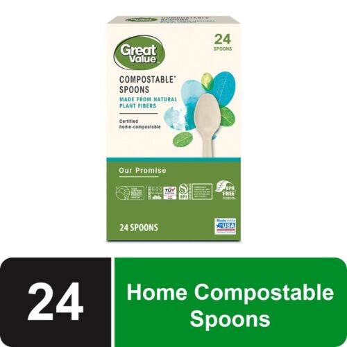 (4 pack) Disposable Compostable Spoons, 24 Count,Compostable - Picture 2 of 11