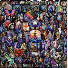 10pcs  Fantasy Stained Glass Window Stickers- Scrapbook, Journal, DIY Cards