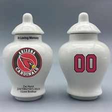 Ceramic Mini Urn for Arizona Cardinals Football Theme, Custom Text  Number