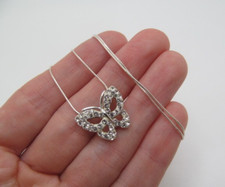 925 Sterling Silver Butterfly Clear Sparkling Crystal Pendant Chain Necklace