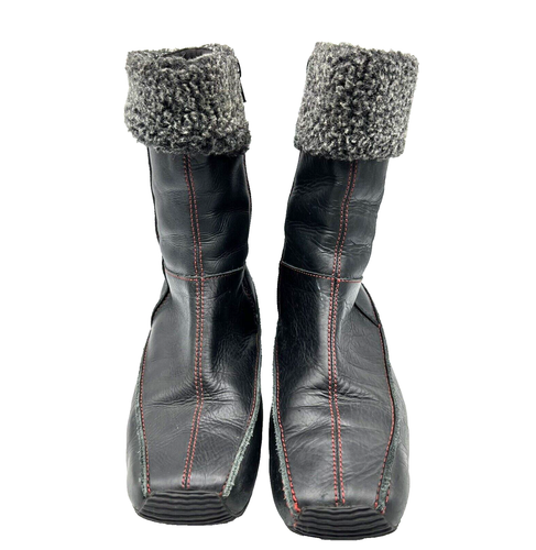 Nicole Genna Mid calf Boots Black Leather Inside Heel Womens Size 6.5 M - Picture 2 of 9