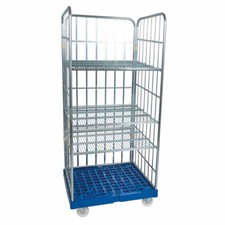 Rollregal 1600 KU blau, 815 x 724 mm, 3-seitig, 20&deg; Neigung, 3 ZWB einlegbar