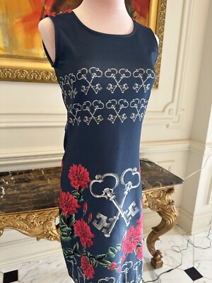 dolce gabbana blue dress with rose Dolce & Gabbana Rose Print Charmeuse Mini Dress - Blue Print