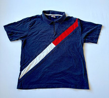 Polo uomo vintage Tommy Hilfiger blu navy taglia XL grande bandiera logo 1/4 zip