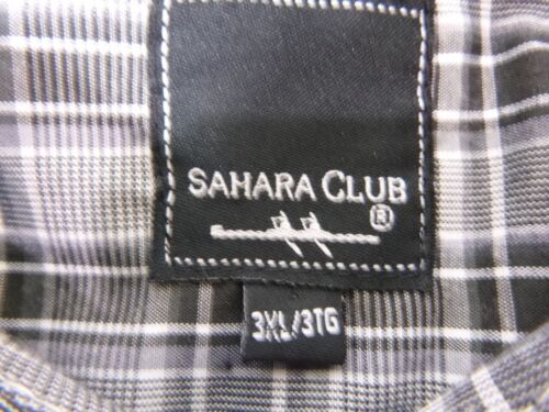 Sahara Club - Camicia uomo manica corta casual con bottoni - 3XL XXXL - nero a quadri - Foto 7 di 8