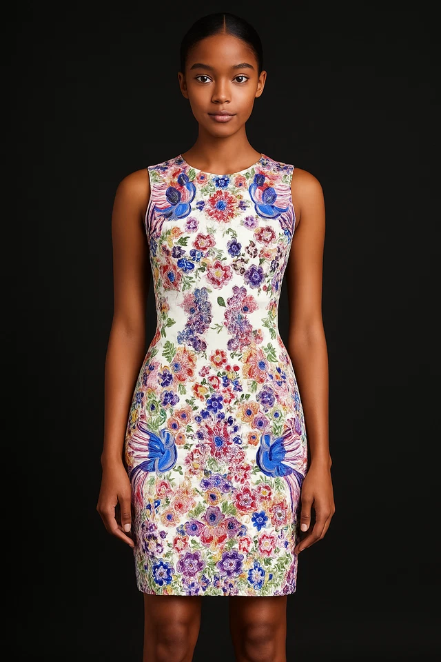 Vestido Vaina Roberto Cavalli Blanco Floral - Nuevo con Etiquetas | Talla EU 38 (US 4–6) 🇮🇹 Foto 4 de 4