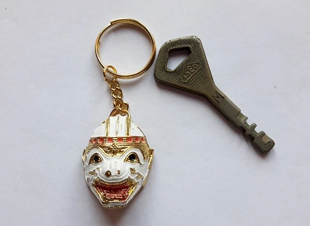 泰国微型面具 Khon Play 古典 Ramayana 金色珐琅钥匙圈钥匙链 — 第 2/4 张图片