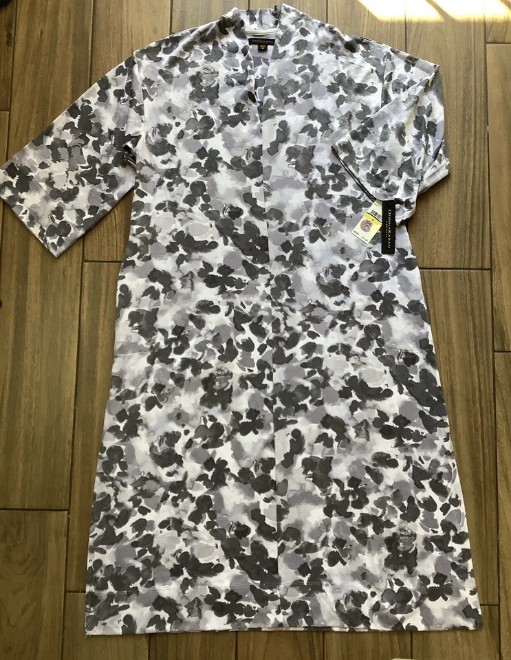 Vestido Donna Karan Mujer Talla Mediana Manga 3/4 Largo Blanco Gris Floral Foto 2 de 4