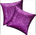 Set 2 Purple Sequin Pillow Covers Decorative Cushion Home Dorm Decor Photo Booth