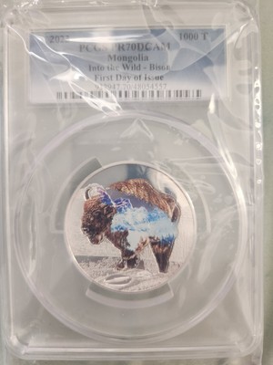 2023 Mongolia Into the Wild - Bison 2oz Silver - PCGS PR70 FDI