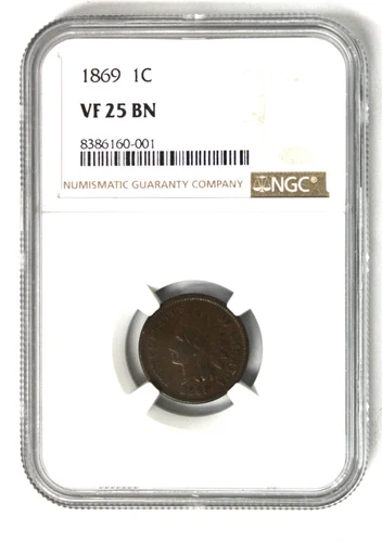 1869 Indian Cent NGC VF 25 BN