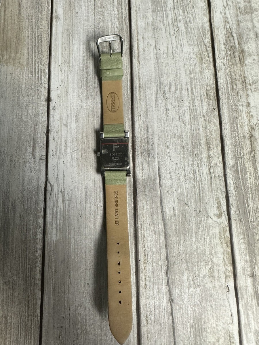 Fossil F2 Watch Women Silver Tone Tank Date 30M Green  display picture 1