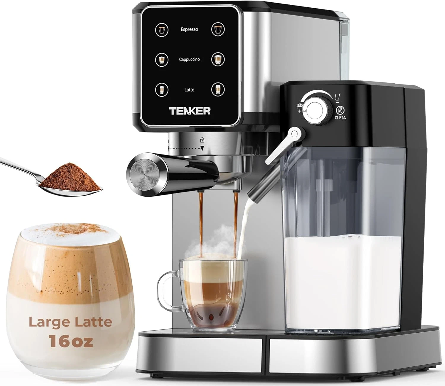 20 Bar Espresso Machine with Automatic Frother - Stainless Steel Touchscreen