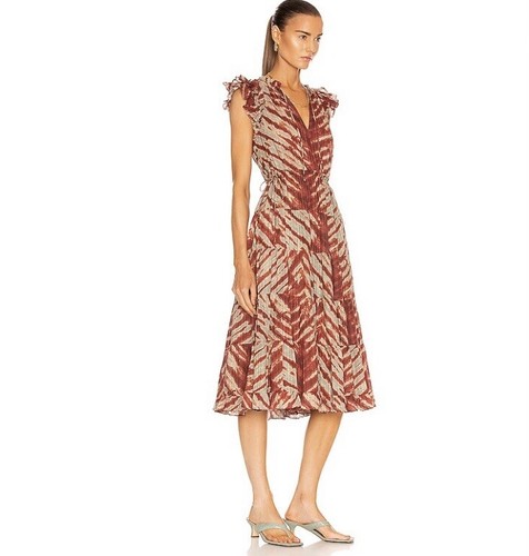 Ulla Johnson NEW Pilar Ruffle Trim Midi Dress In Canyon Size 4 - Picture 8 of 23