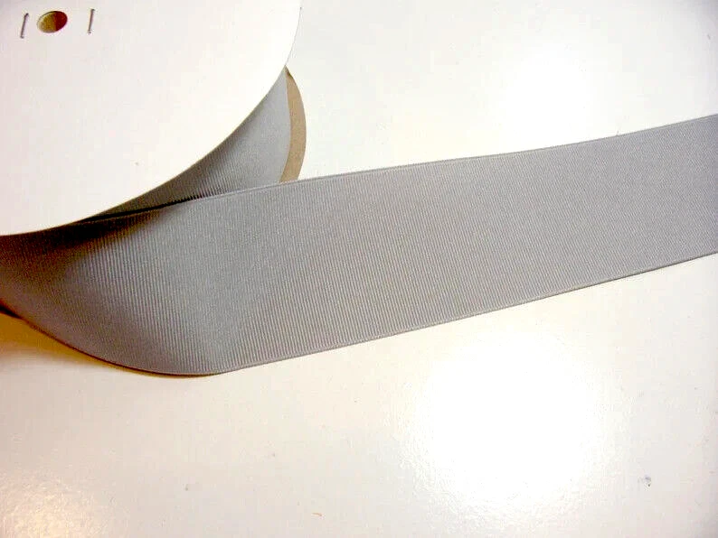 Wide Gray Grosgrain Ribbon 2 1/4" wide x 10 yards Schiff Millennium Silver B12 - Image 3 of 4
