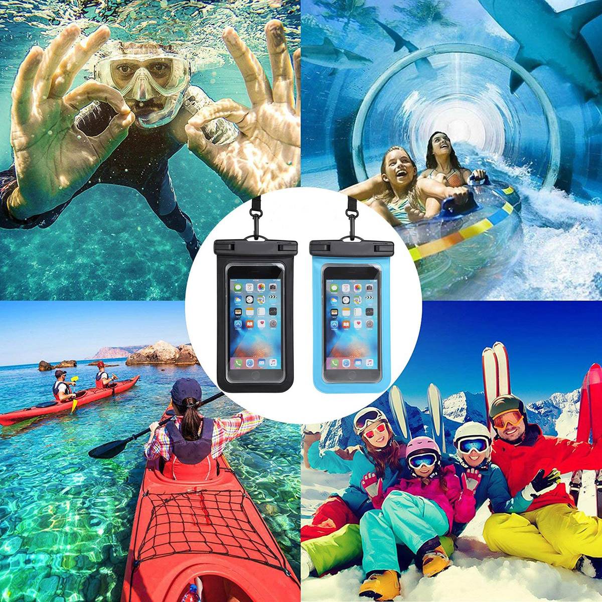 24-Pack Waterproof Phone Pouch With Waist Strap - 12 Colors, Large Clear Bag For Swimming, Beach, Kayaking | Keep Phone & Valuables Dry Up To 47" Waist - View #13