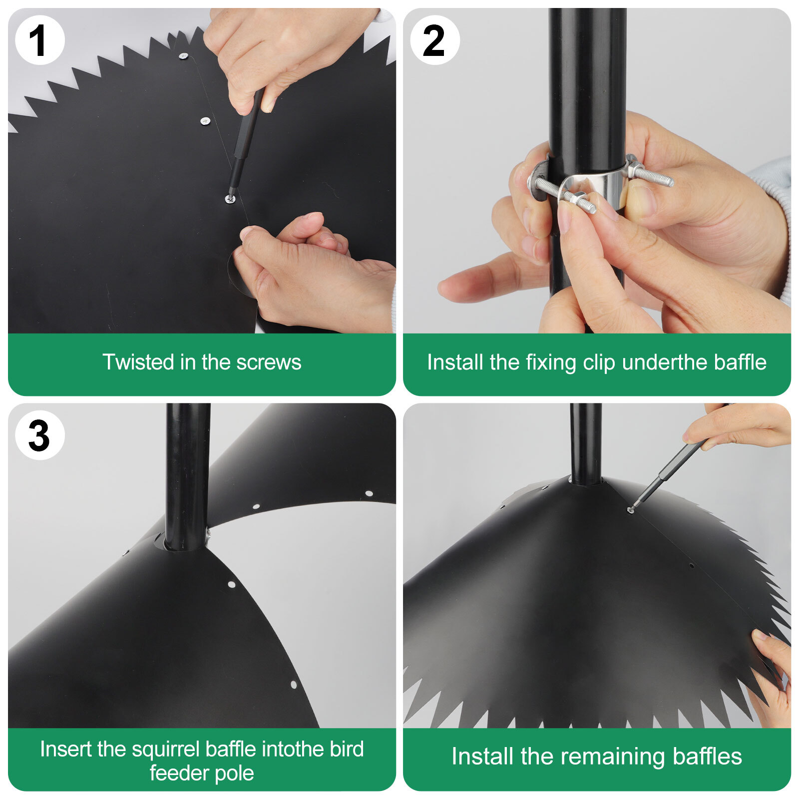 Anti-Rust Wrap Around Squirrel Baffle Protect Bird Feeder from Raccoon Squirrel