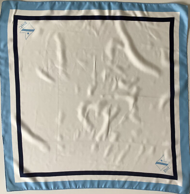 C An Elfenbein und Blau 27 Zoll Quadrat Vintage Damen Schal für BWC