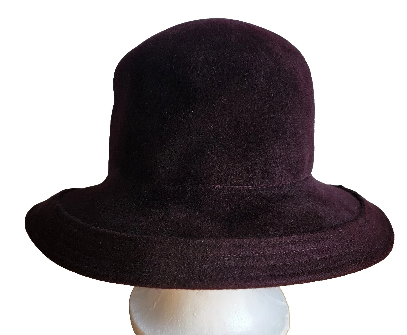 Derby NEGRO 100% lana sombrero Vintage para Mujeres
