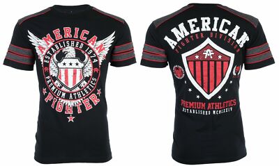 AMERICAN FIGHTER Excelsior Black Red Athletic Mens Crewneck T-shirt L-3XL NWT