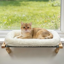 Cat Sill Window Perch Sturdy Hammock Window Seat W/ Cushion Bed Cover Wood