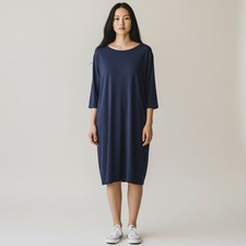 Long Tall Sally Navy Blue Tunic Shift Dress Size Large EUC Pockets