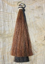 Horse Hair Shoo Shu-Fly Tassel Two Bell Mule Tail Cut - Chestnut/Black -13"